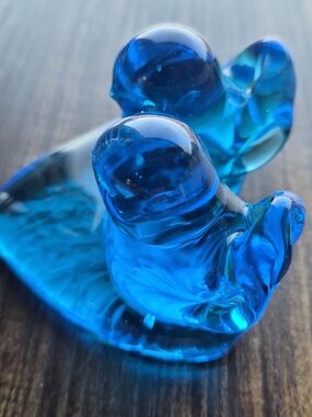 Vintage Blue Glass Bird Pair Accent - Leo Ward